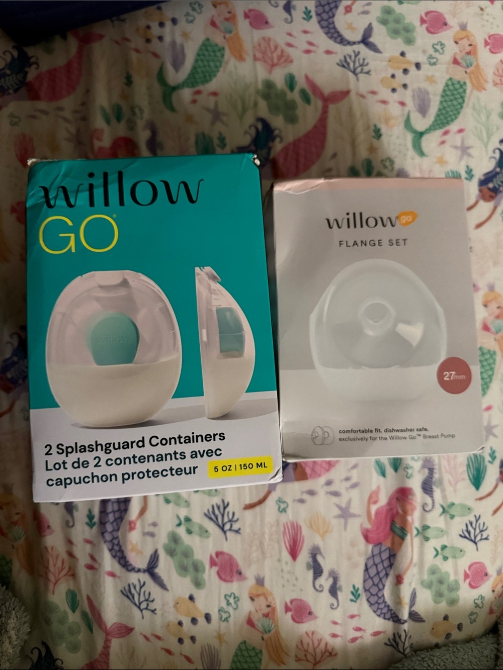 Willow GO Splashguard Containers & 27mm Flange Set - White and Teal